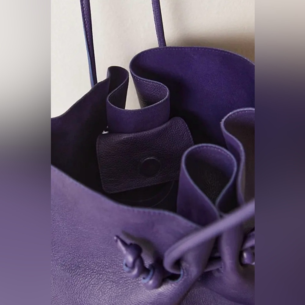 Free People Head Over Heels Leather Tote, Purse, Blackberry, Purple - Picture 4 of 5